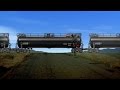 Railroad crossing - heavy tanker train pass animation