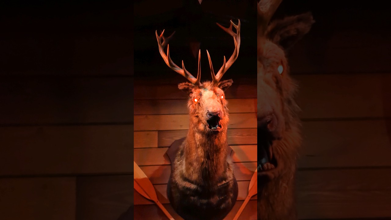 Who's Laughing Now?! EVIL DEAD Inspired possessed deer at Slashers Axe Throwing #evildead #horror