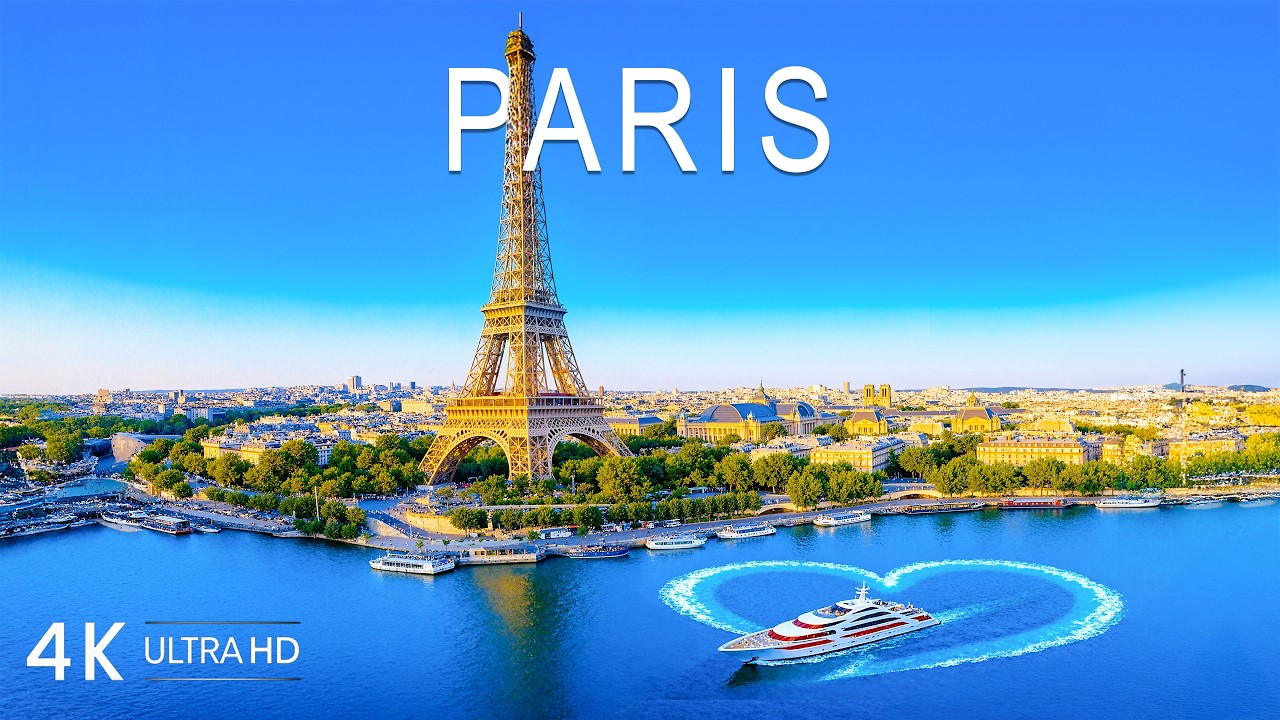 [4K] Париж 🇫🇷 Река Сена, знаковые достопримечательности и городской пейзаж
