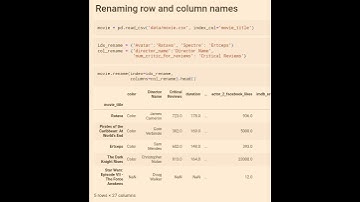 Renaming row and column names in your dataset