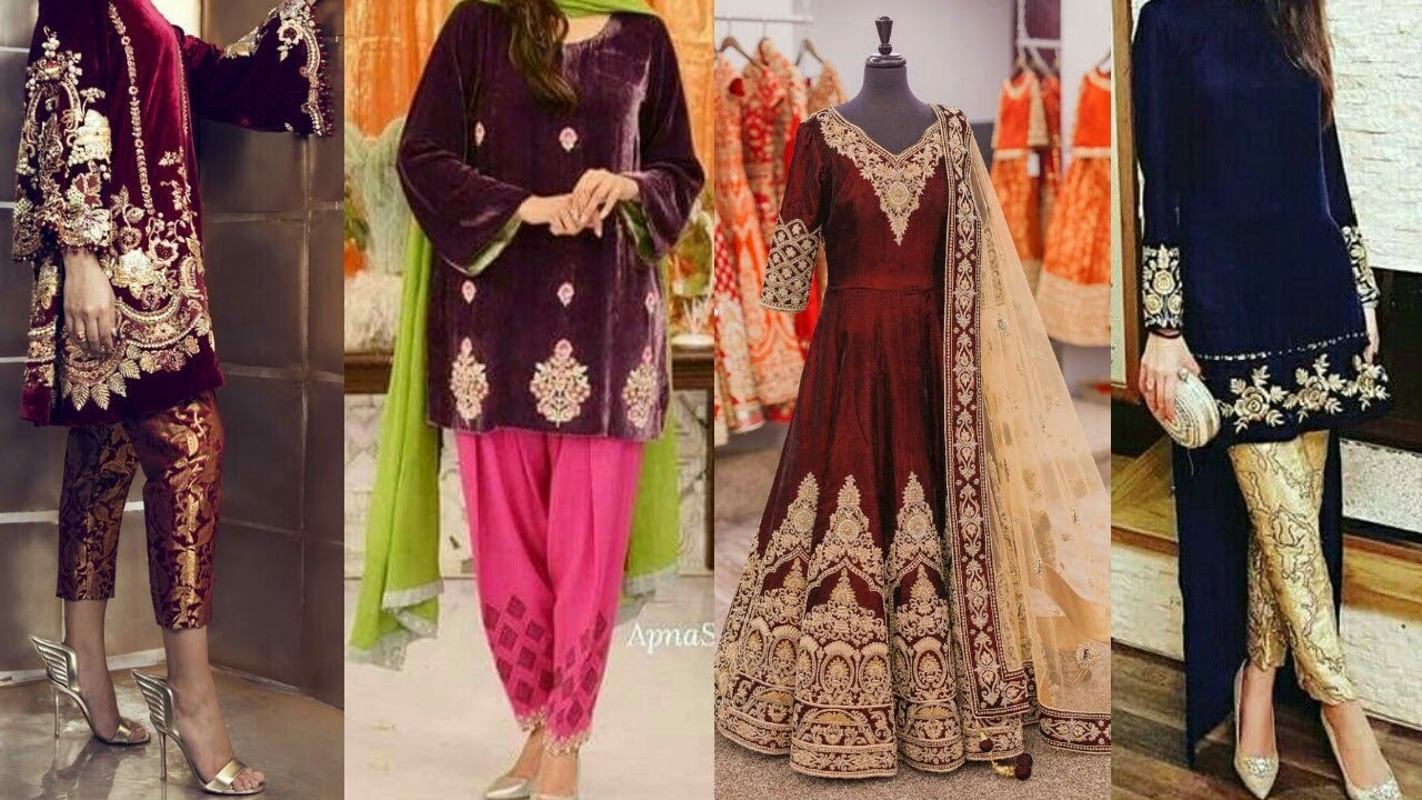 velvet gowns dresses pakistani