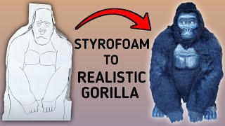 MAKING A REALISTIC GORILLA || GORILLA SCULPTURE || STYROFOAM CARVING ||