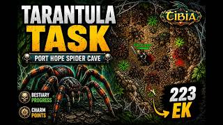 Tibia Bounty Task: Tarantula Hunt in Port Hope Spider Cave | 223 EK Bestiary Run, Task Hunt