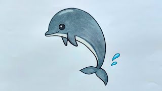 رسم دولفین،رسم سهل للاطفال،dolphin drawing,