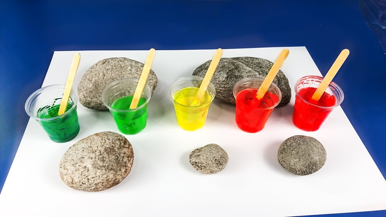 Painting Rocks - Acrylic Pouring Experiment - YouTube