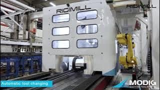 RigiMill MG: The Beast of Efficiency. Moving Gantry Machine. Vertical machining center.