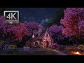 Spring cottage night ambience nature sounds for relaxation  sleep cricket sounds tinnitus relief