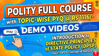 Polity @1116/- FULL COURSE with Topic wise PYQ and PDF provided - see description for App Link  