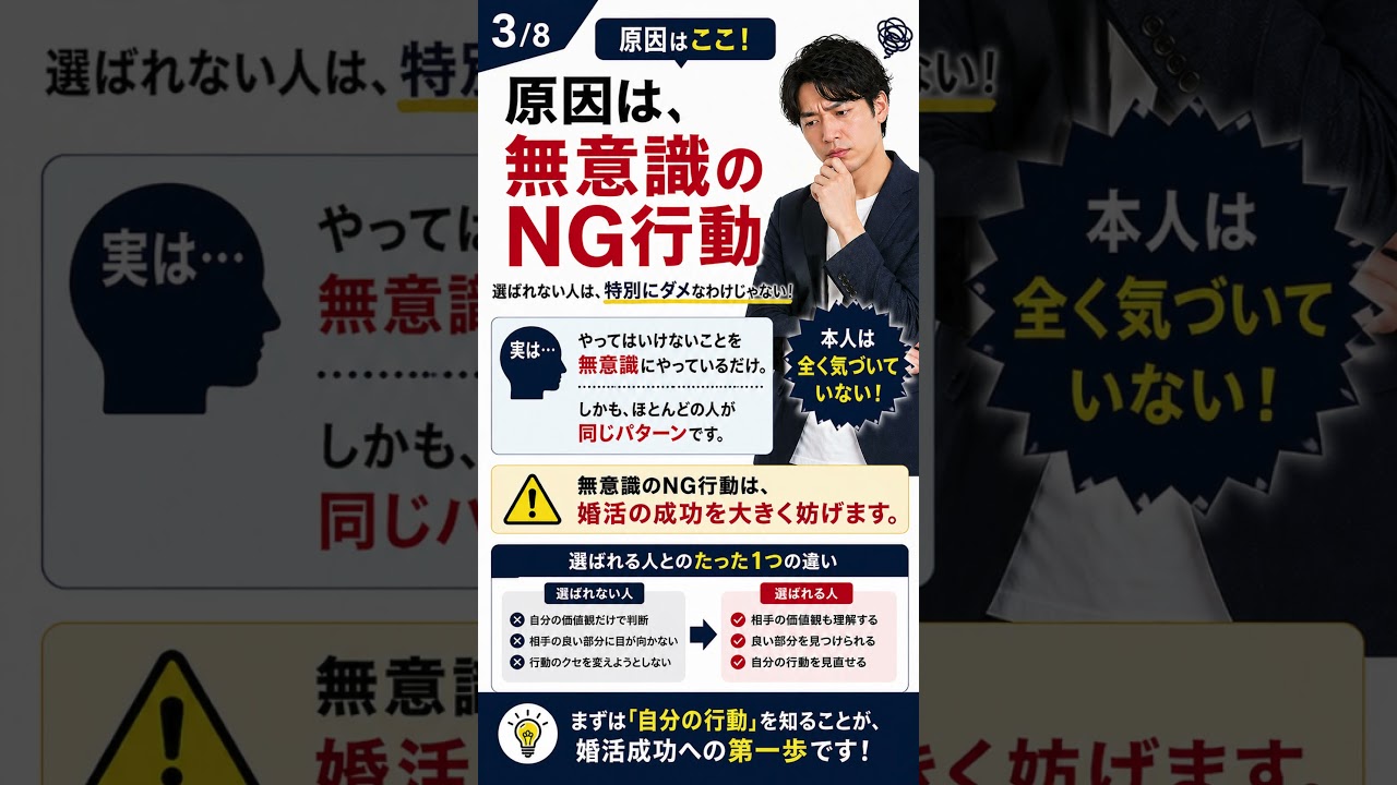 婚活で「選ばれない人」の共通点|無意識にやっているNG行動とは #恋愛 #婚活