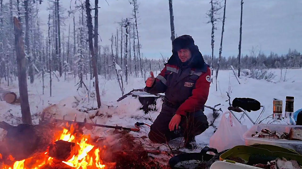 ВОТ ТАК ОТМЕЧАЮТ ДЕНЬ РОЖДЕНИЕ ОХОТНИКИ И РЫБАКИ! ЗИМА,МОРОЗ,СНЕГ ...