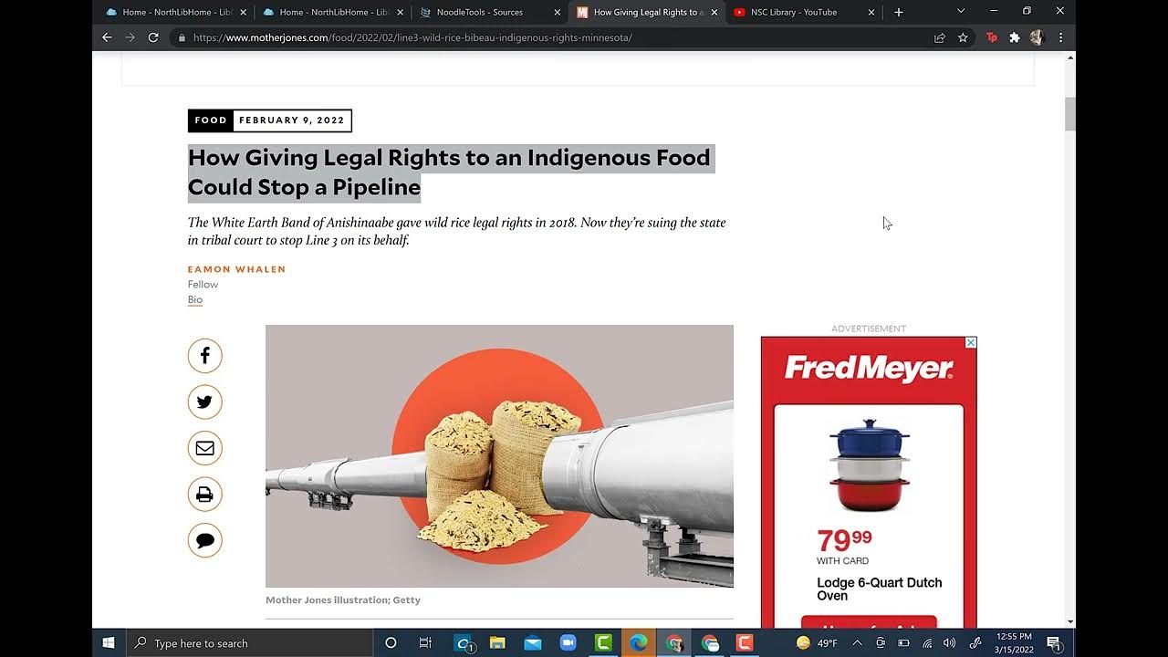 Project and citation creation in Noodle Tools YouTube