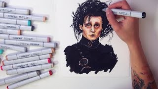 Montagem com desenhos realizados por Tim Burton: 1.Edward Scissorhands