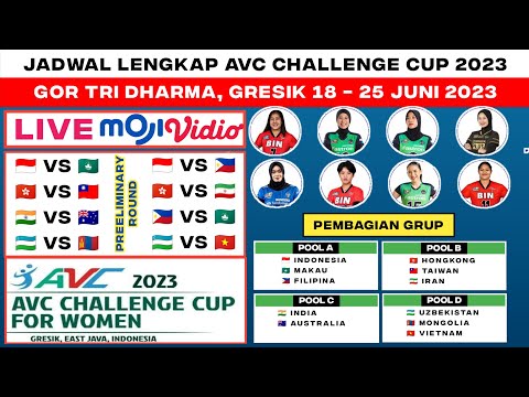 Jadwal AVC Challenge Cup 2023 - Indonesia vs Filipina - Iran vs Hongkong | Live Moji TV