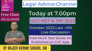 Free Live Class.October 2022 Law Paper-Part-Vth.Ugc net & JRF/SET. DEC 2023 -R.K. Singhal Sir.
