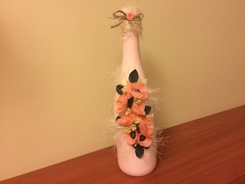 Декорирование бутылки к 8 Марта (Decorating bottles 8 March).