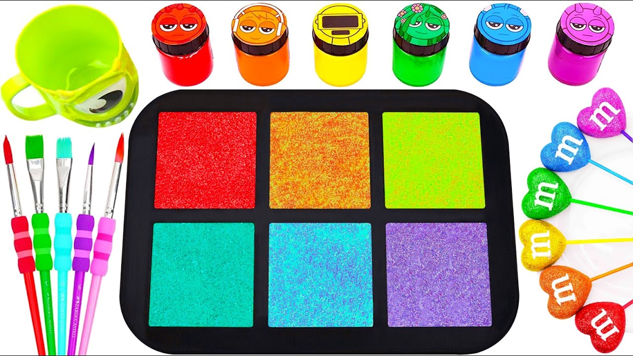 Satisfying Video | How to Make Rainbow Square Slime Mixing Sprunki Glitter Powder | Relax Sound ASMR