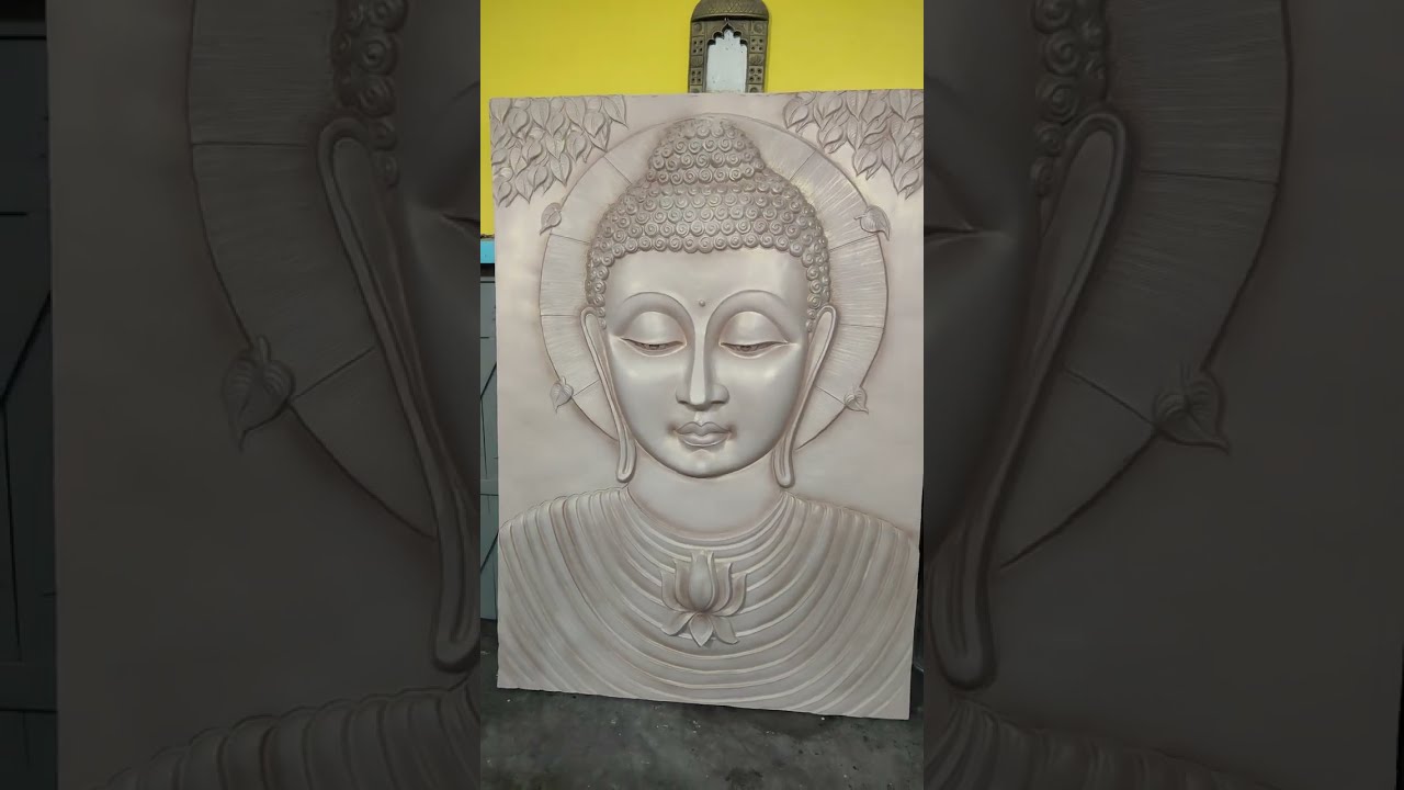 Buddha wall mural fiberglass 7x5 ft home elevation design fibre relief wall hanging art