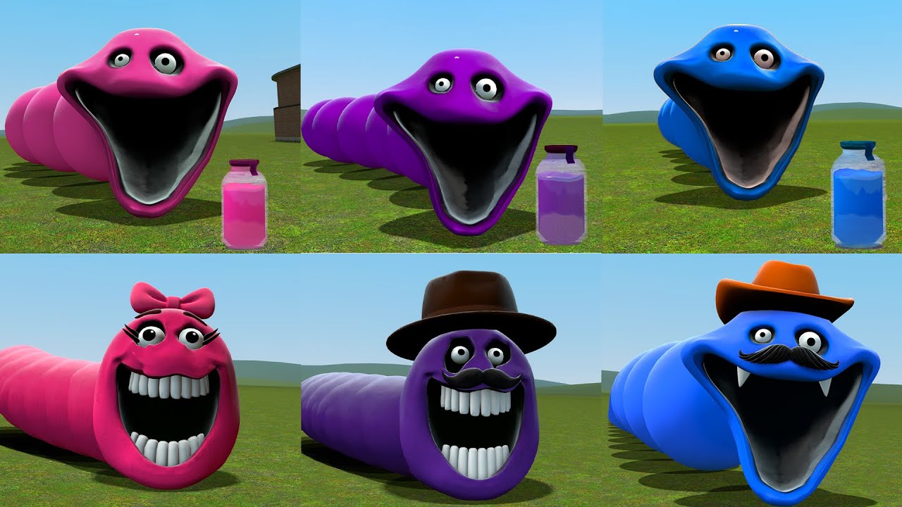 I MADE COLOR-CHANGING OF HUNGRY WORM In Garry's Mod! - Baby to Monster Father & Mother!