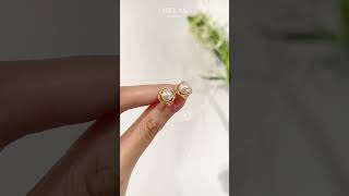 LINKS COLLECTION Akoya Pearl 18K Yellow Gold Diamond Knot Stud Earrings | HELAS Jewelry