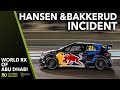 The massive incident between hansen and bakkerud  2019 fia world rallycross abu dhabi