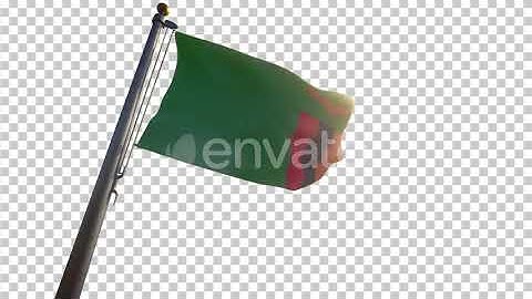 Zambia Flag on a Flagpole with Alpha-Channel | Motion Graphics - Envato elements