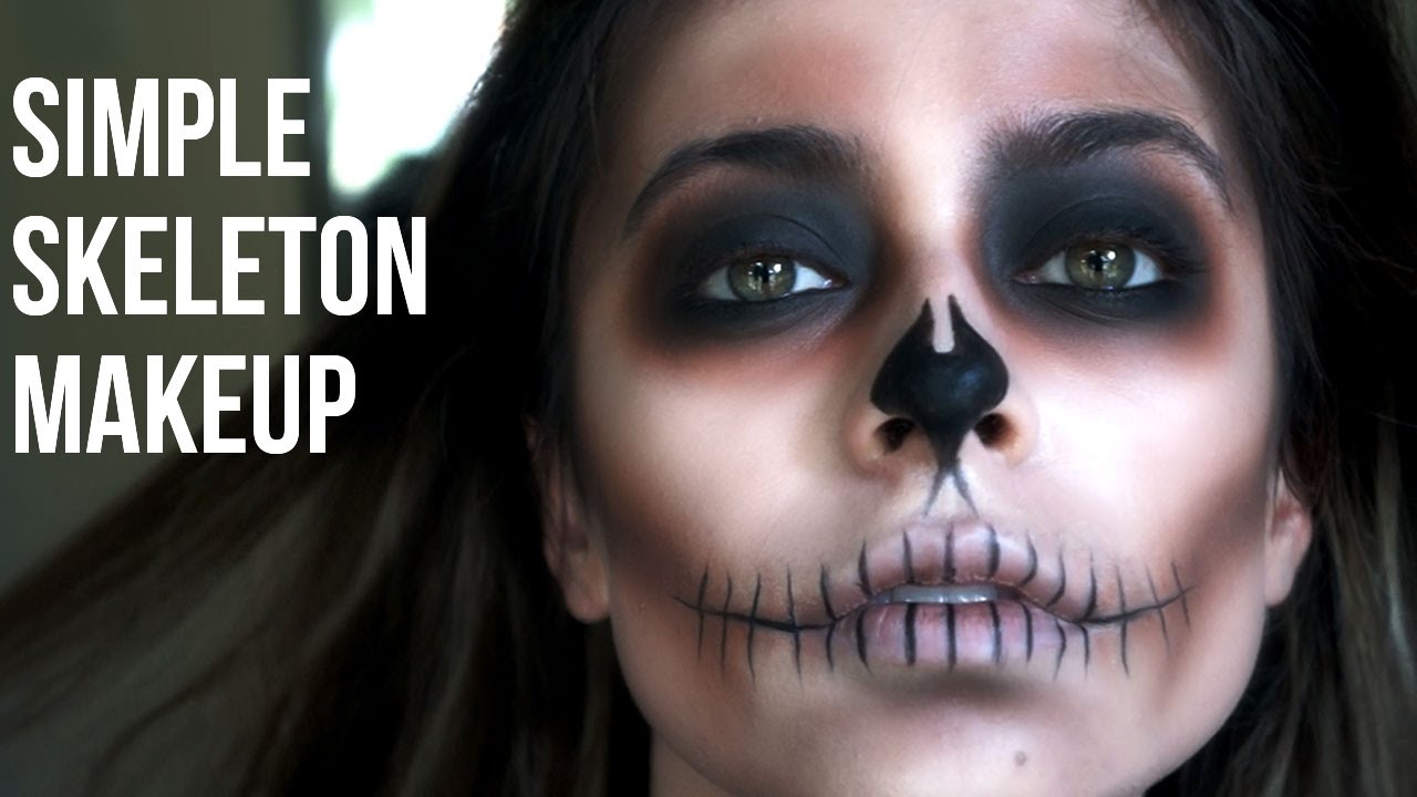 Simple Skeleton Makeup// Last Minute Halloween - YouTube