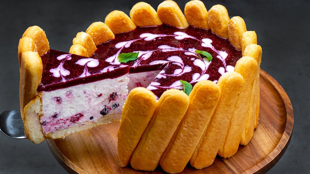 Вкуснее чизкейка! Торт со сливочным сыром и ягодами, без духовки