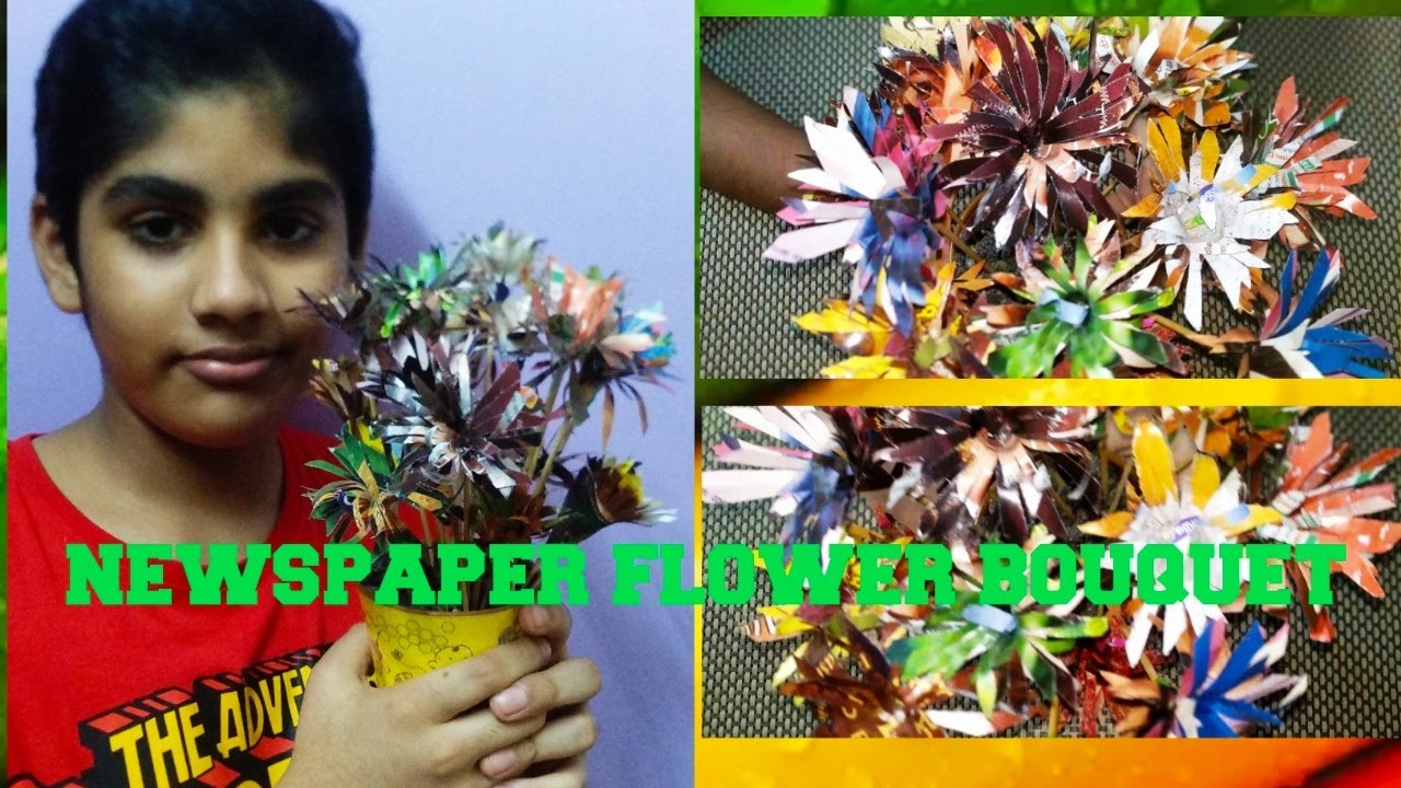 Newspaper Flower Bouquet/Magazine Paper Flowers/Newspaper craft/PAPER