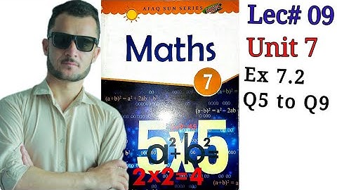 7th math unit 7 ex 7.2 Q5 to Q9 Afaq Sun Series