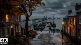 Rainy Night at the Old Dock | Dark Academia Strings & Piano for Late Night Reflection & Study | 4K