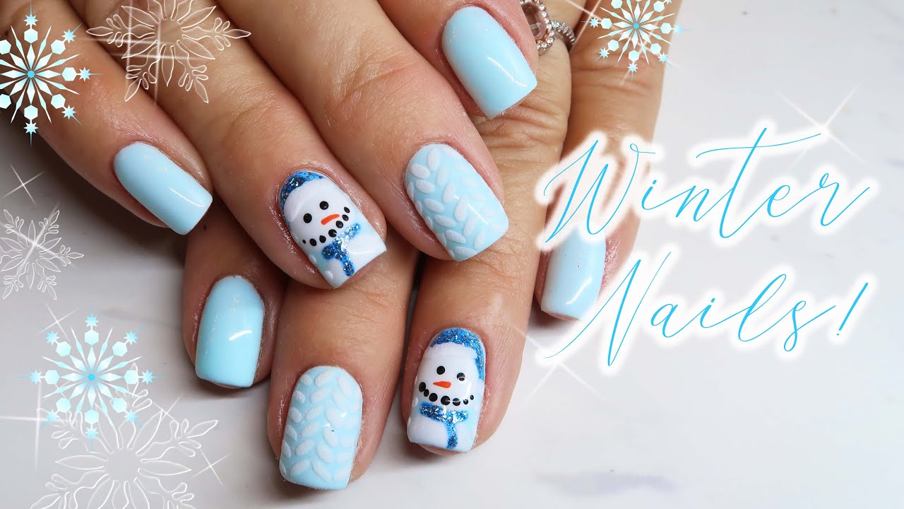 Winter Snowman Gel Nail Art Design - wide 1