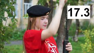 На тренировке по сборке/разборке  АК-74 (девушки 13-14 лет)