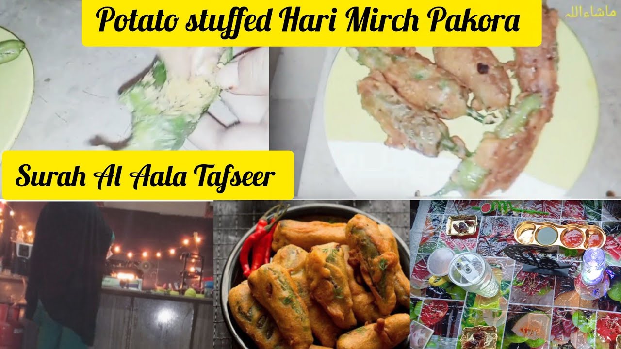Potato Stuffed Green Chilli pakora🌶️ | Easy Besan Chilli Snacks | Surah Al Aala explained