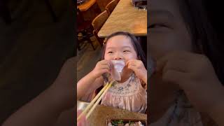 Toddler eats her food in the cutest way #shorts
