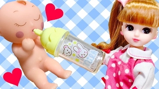 リカちゃん おねえちゃんになる❤ 赤ちゃん生まれる! オムツ替えにミルクのお世話ごっこ♪ ミキちゃんマキちゃん 誕生 お風呂 ごっこ遊び おもちゃ 寸劇 Ricca-chan Doll