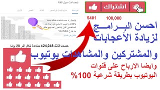 احسن طريقة لزيادة الأعجابات والمشتركين والمشاهدات وايضا الارباح على قنوات اليوتيوب بطريقة شرعية 100%