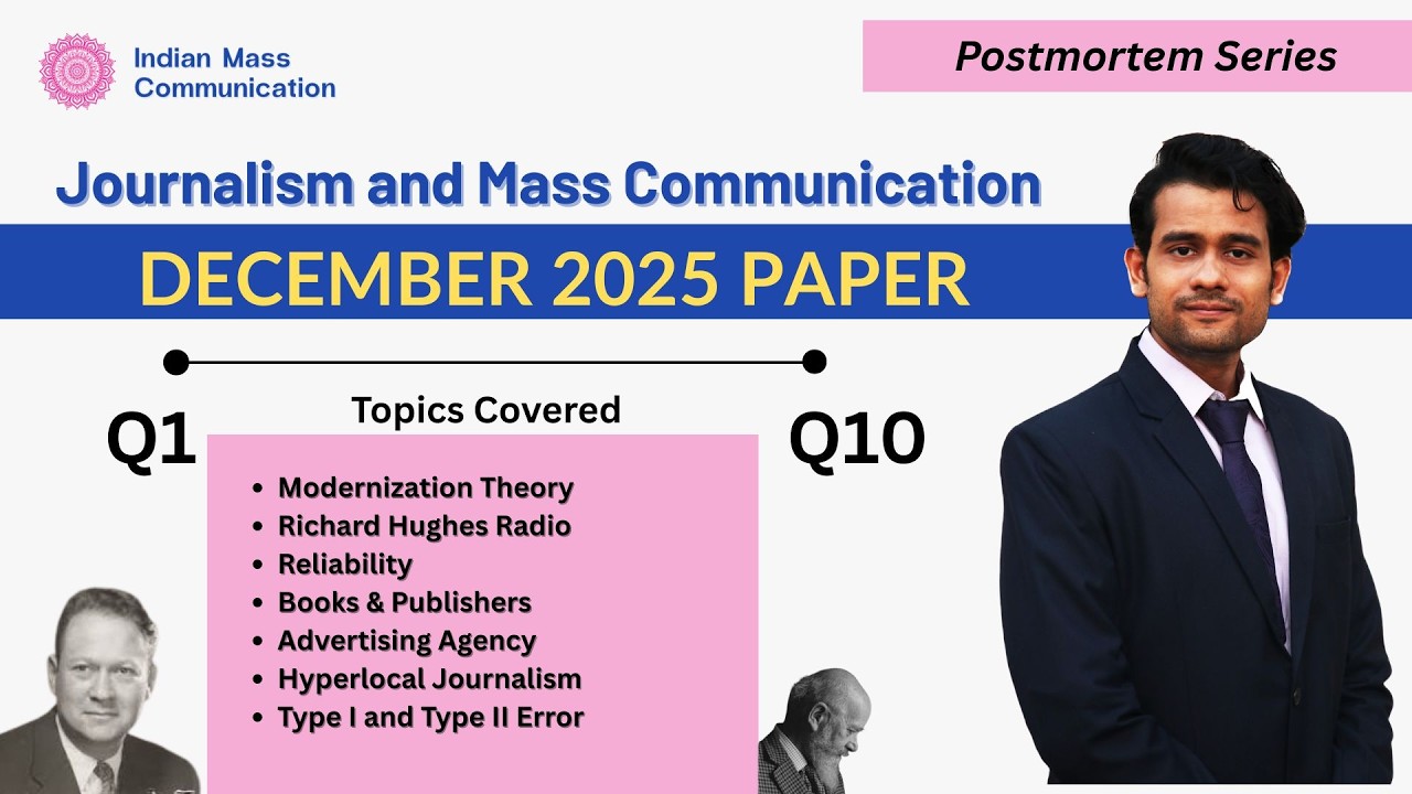 Q1- Q6 Mass Communication and Journalism December 2025  Post Mortem Series | UGC NET/JRF