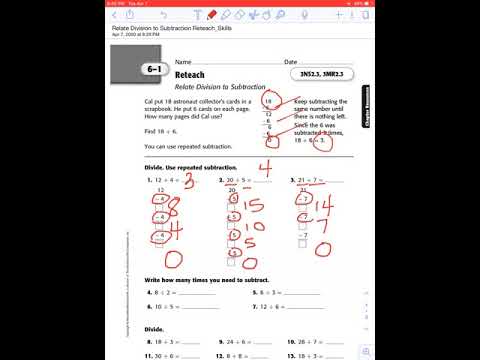 my homework lesson 2 relate division and subtraction