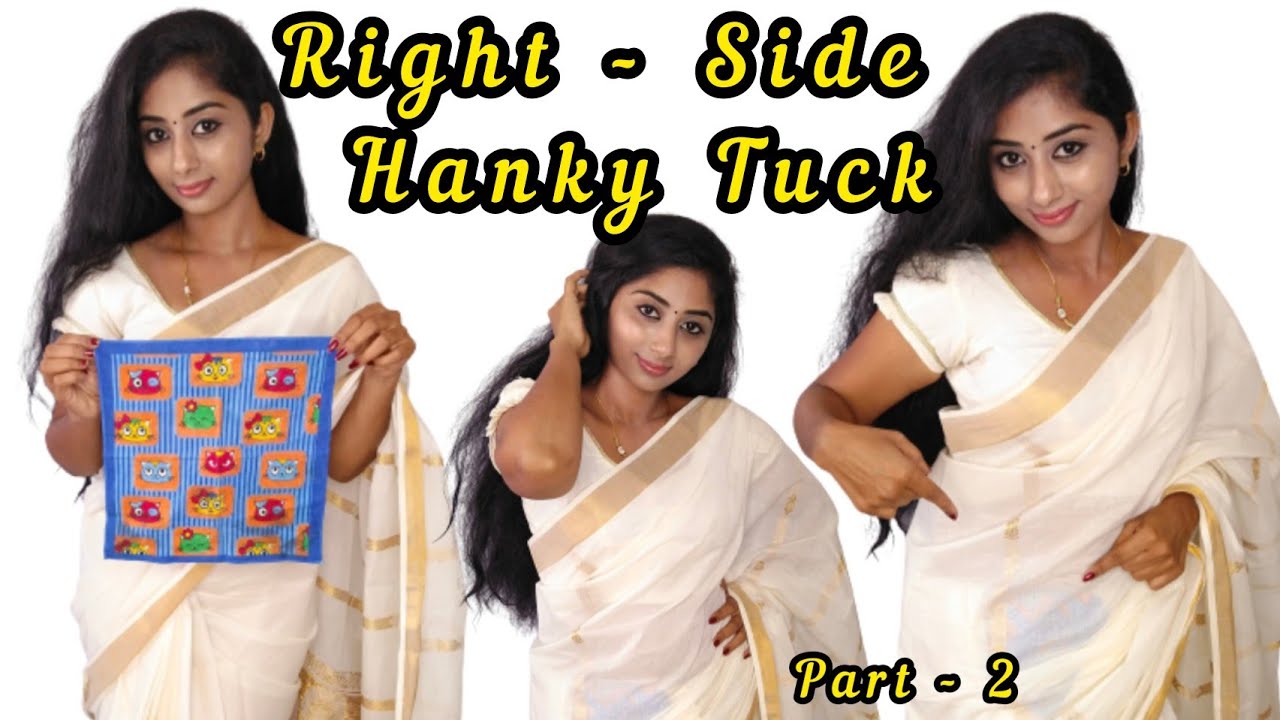 Right side hanky tuck in saree | 10different styles of tucking 