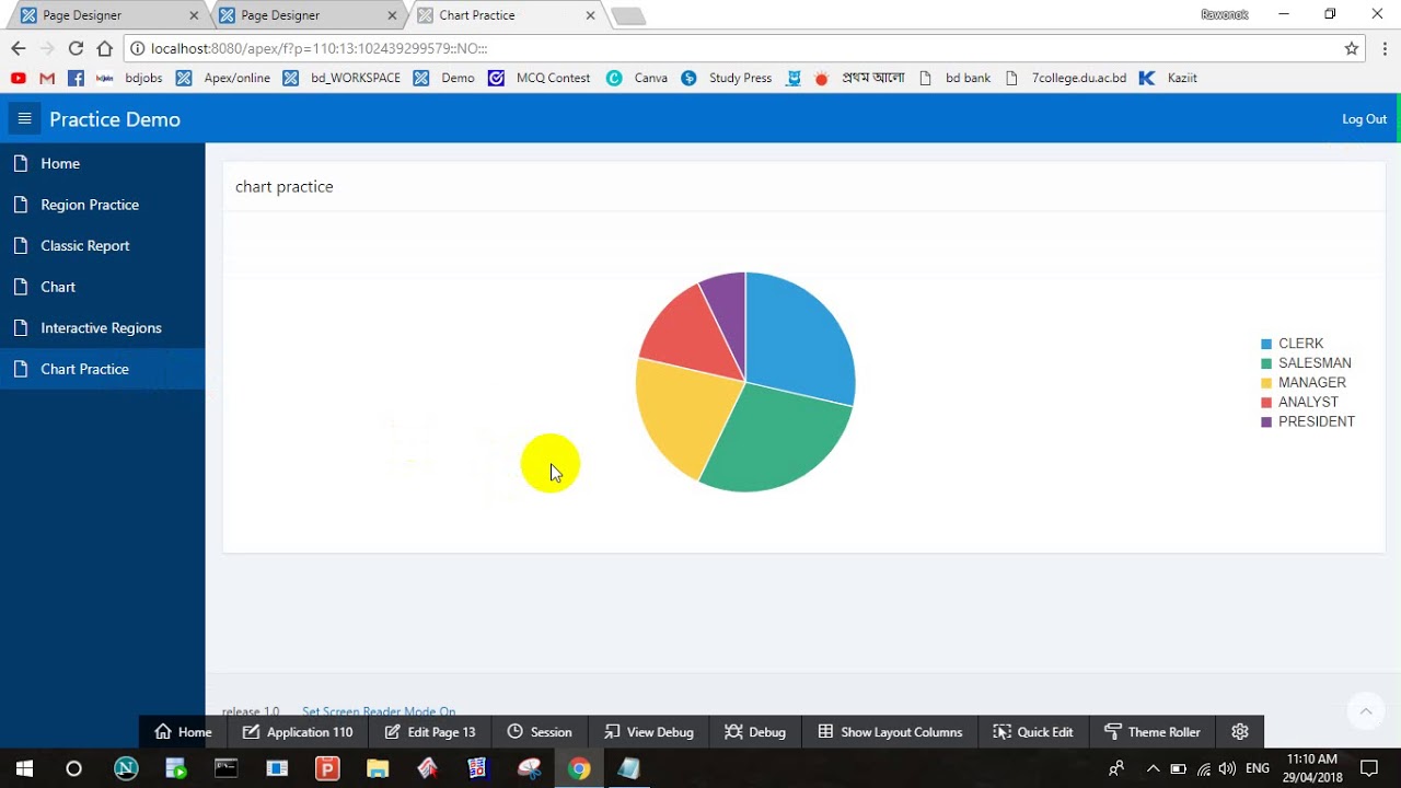 Oracle Apex Pie Chart Example