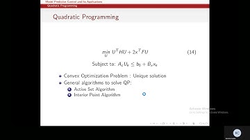 Quadratic Programming & Constrained Optimization in MPC