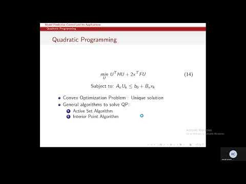 Quadratic Programming & Constrained Optimization in MPC