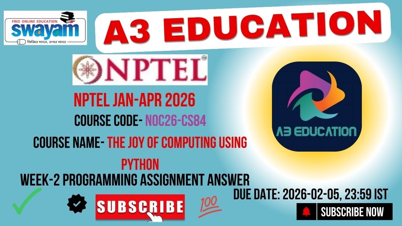 NPTEL The Joy of Computing using Python Week 2 Programming Assignment ...