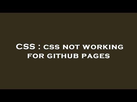 CSS : css not working for github pages