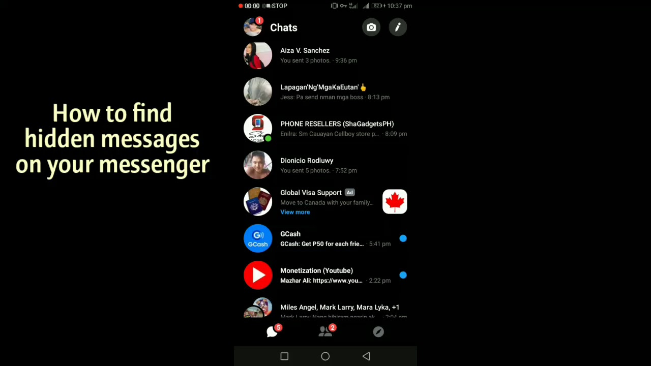 locate hidden messages from Facebook Messenger