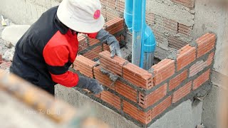 Pipe Covering by Bricks and Cement-House Construction