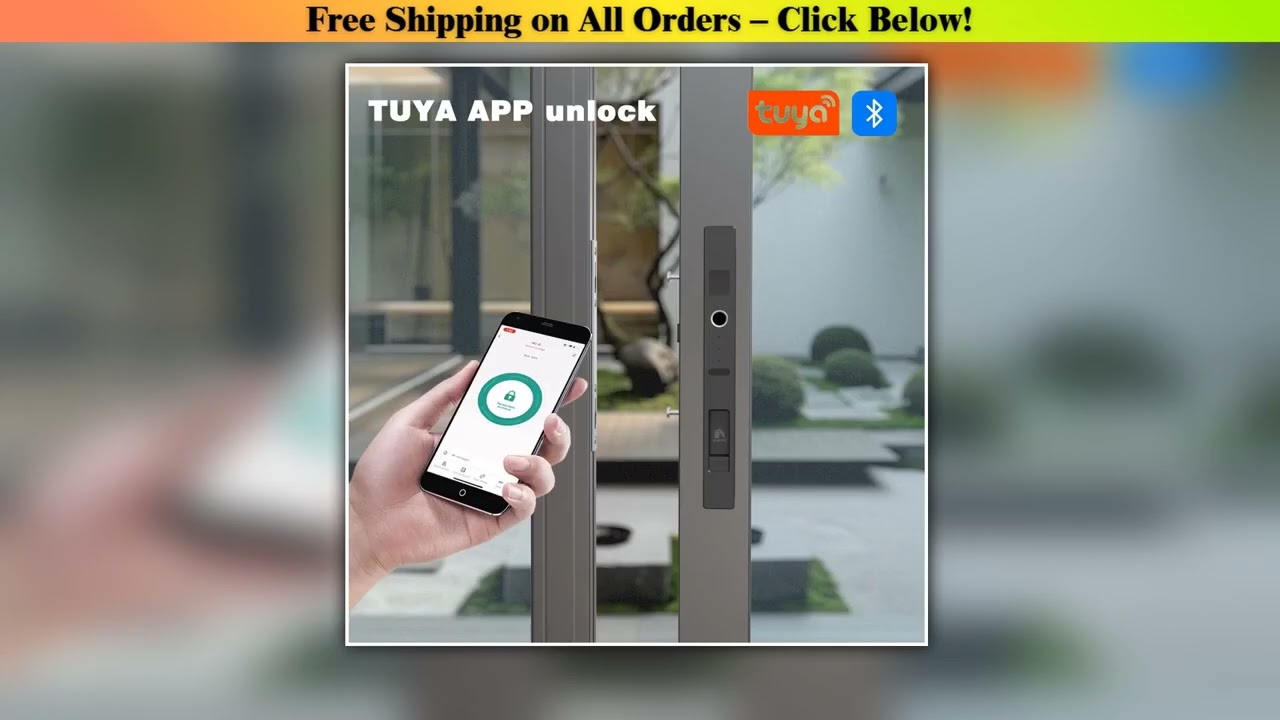 WINFREE Sliding Door Smart Lock Tuya Bluetooth Control Fingerprint Lock Keyless Entry Lock for