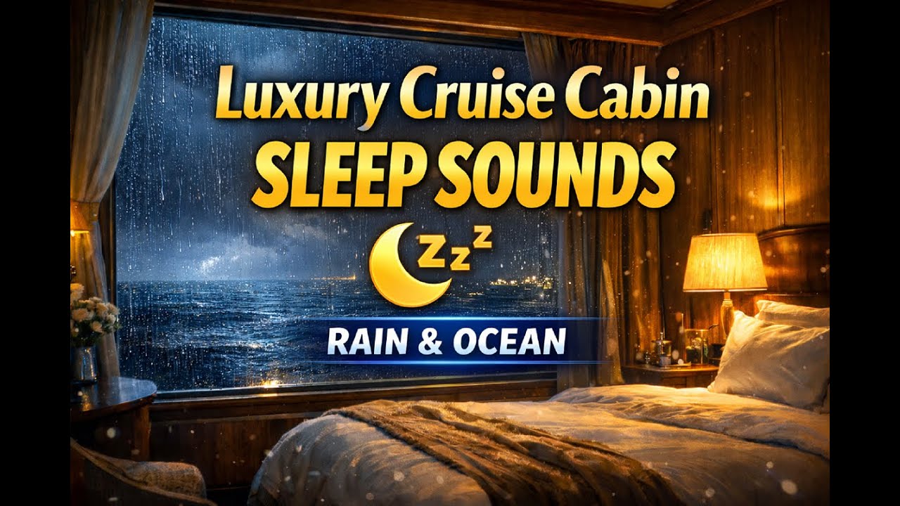 Luxury Cruise Cabin at Night 🌧️ Heavy Rain Sounds for Deep Sleep