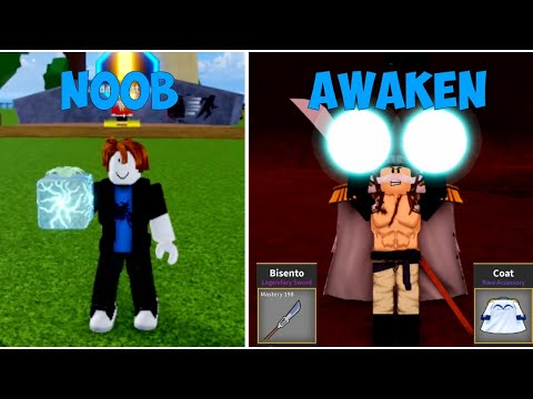 Becoming Whitebeard Awakening The Quake & Upgrading Max Bisento V1 V2 Fruit  In Blox Fruits 