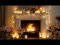 🕯️Cozy Fireplace with Pink Roses | Warm Night Retreat 3 Hours | Sleep Meditation Stress Relief Focus